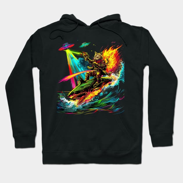 Shark Journey Cat's Marine Adventure Hoodie by BilodeauBlue